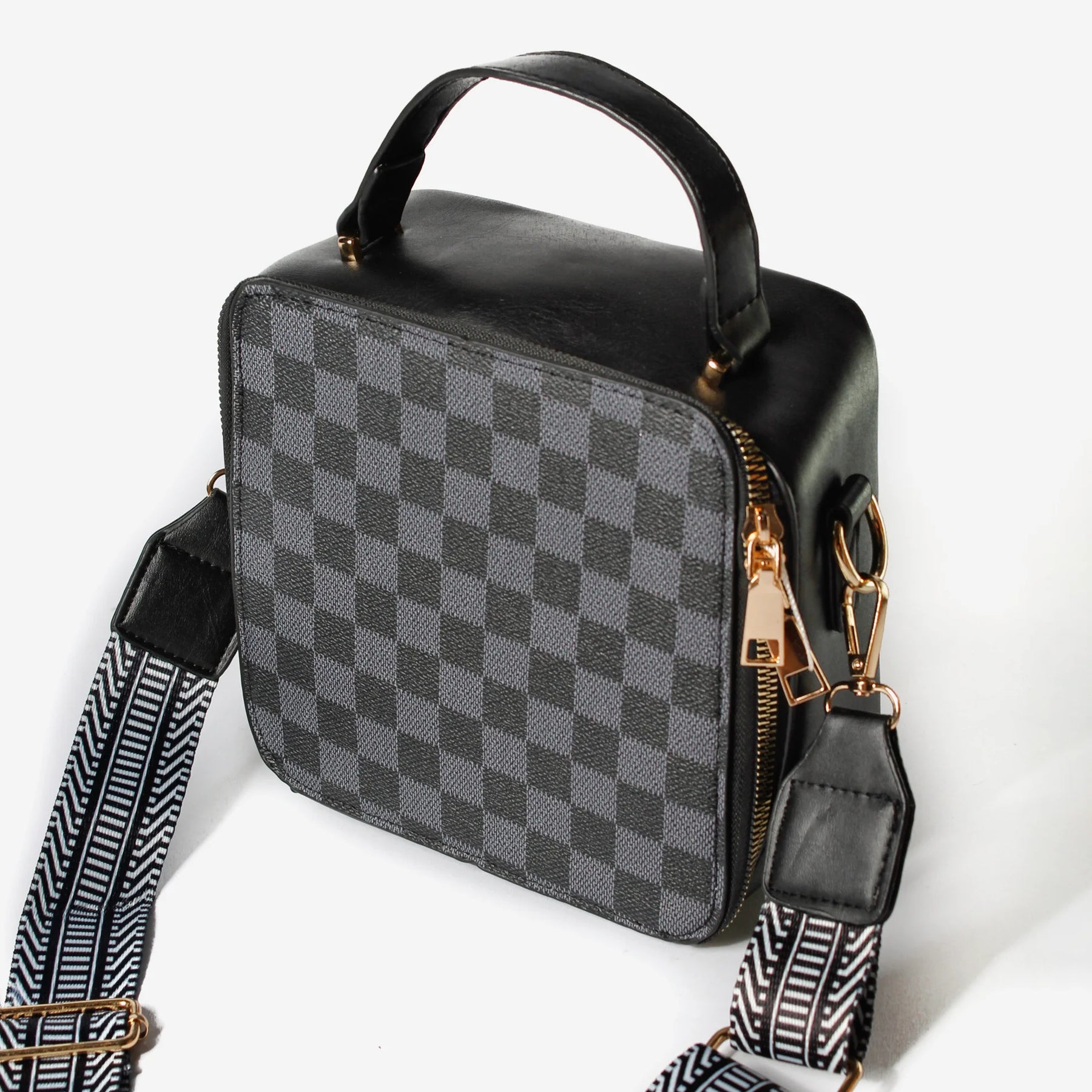 Bolso Manos Libres L 33- Negro Cuadros