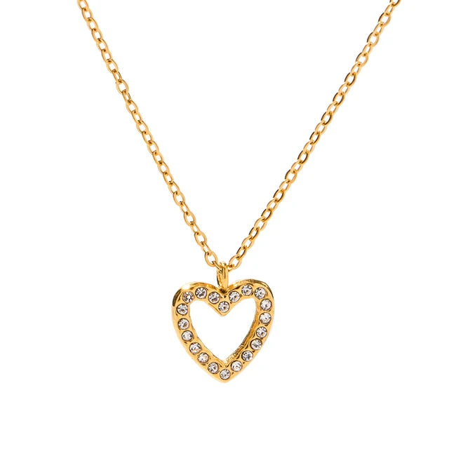 Collar Y Aretes Corazones Oro Rosa 18k