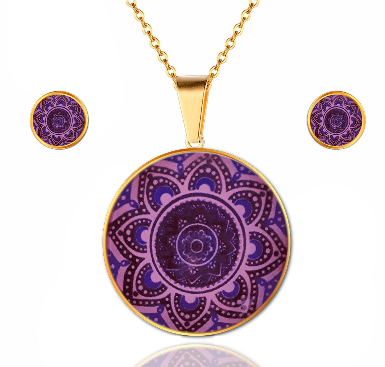 Collar Mandala + Aretes + Estuche