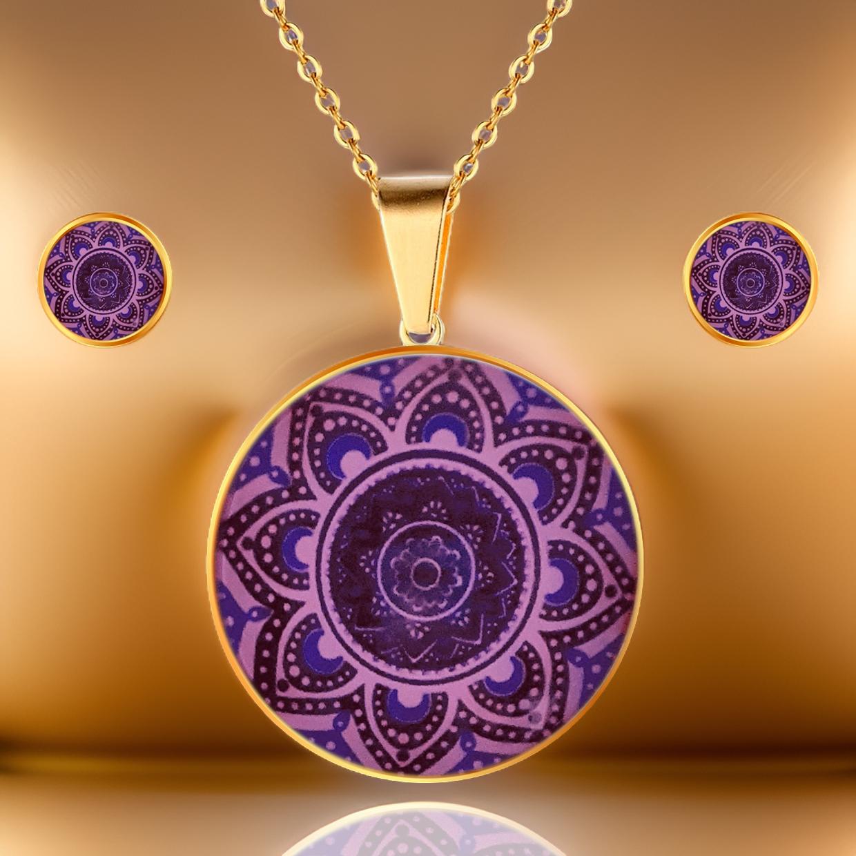 Collar Mandala + Aretes + Estuche