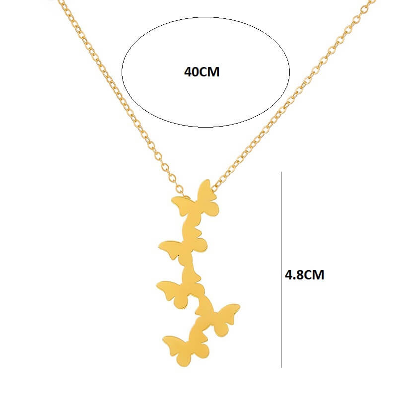 Collar Mariposas Acero Inoxidable Dorado 40cm