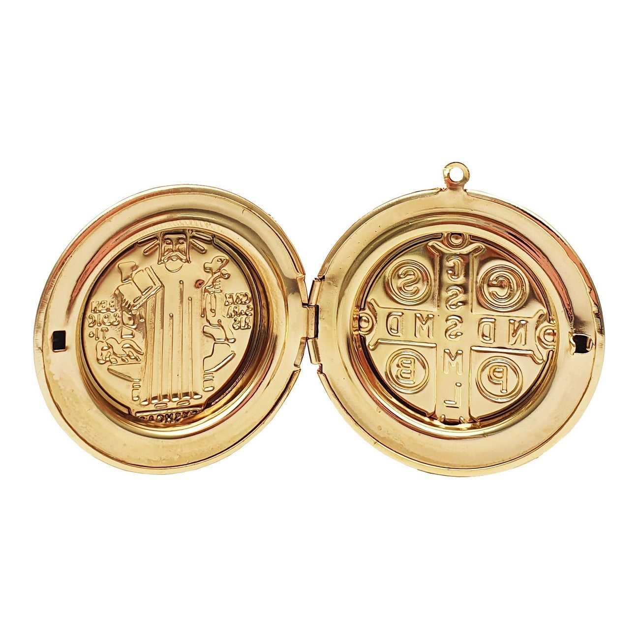 Collar Medalla San Benito Relicario Acero Unisex + Estuche
