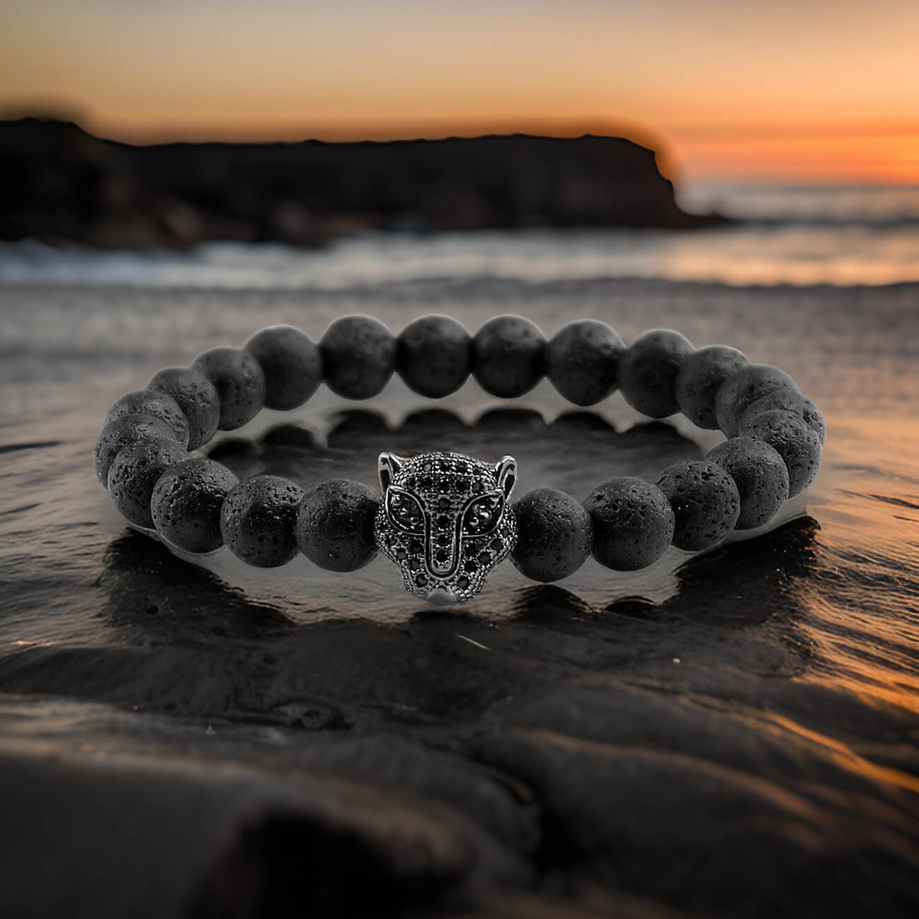 Pulsera Puma Piedra Volcanica + Estuche