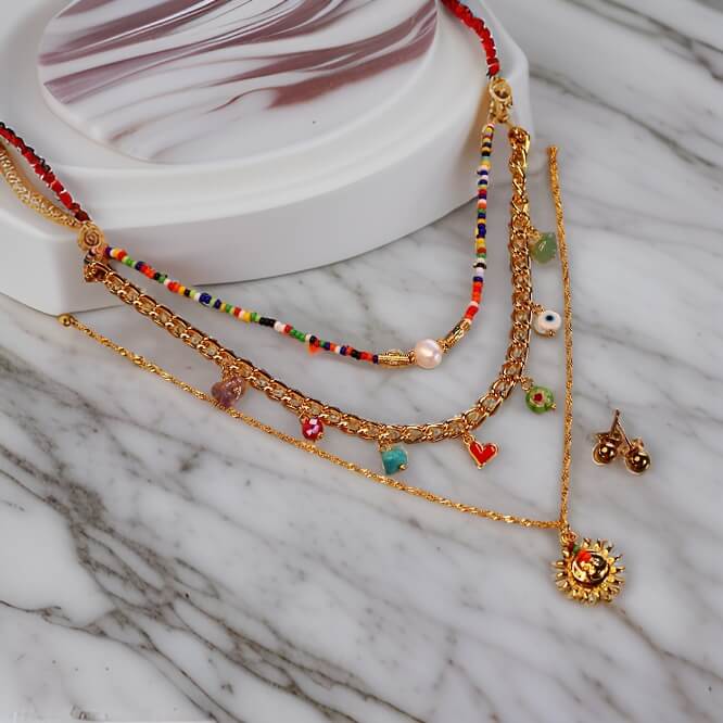 Collar Tripple con Aretes