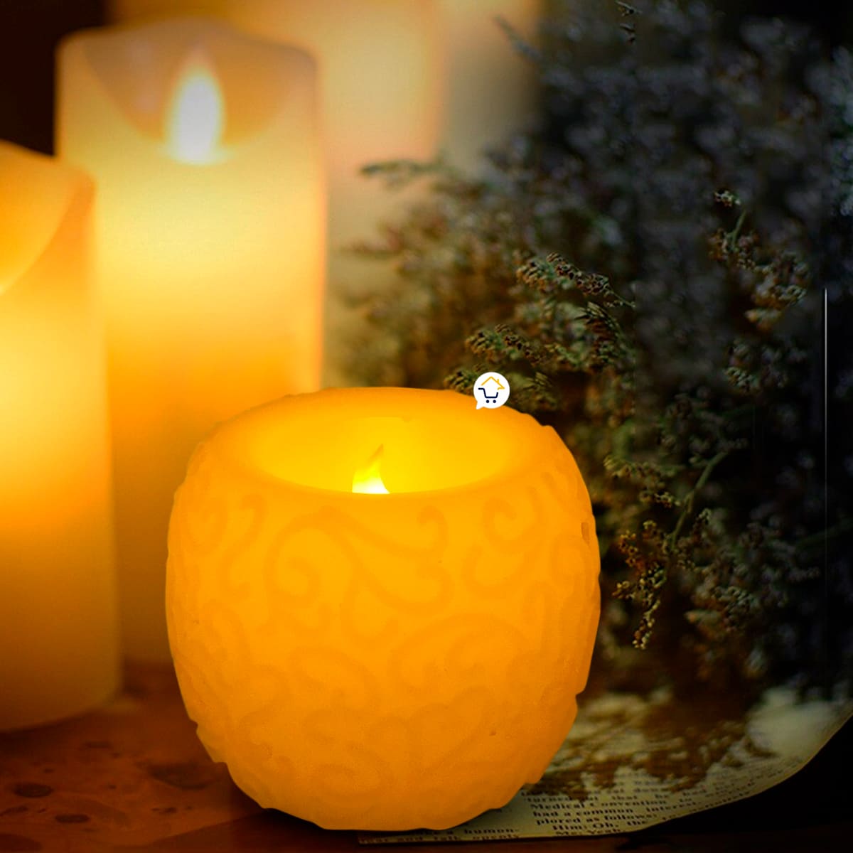 Vela Decorativa LED Parafina Efecto Real Redonda