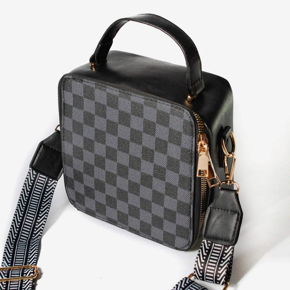 Bolso Manos Libres L 33- Negro Cuadros