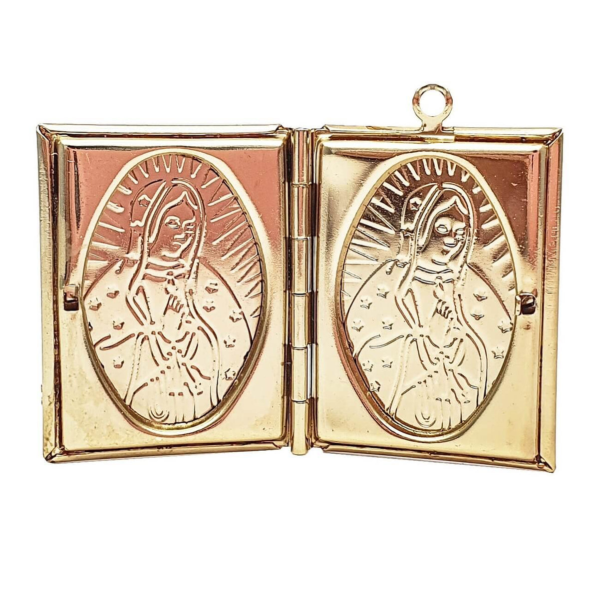Collar Virgen Libro Relicario Acero Inoxidable+ Estuche