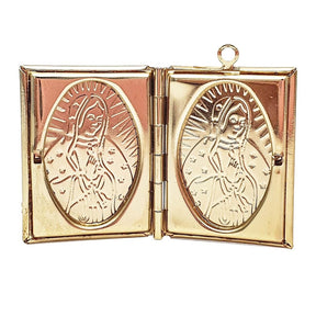 Collar Virgen Libro Relicario Acero Inoxidable+ Estuche