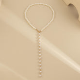 Collar Escote Perlas Blancas Dorado De Lujo