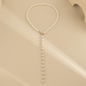 Collar Escote Perlas Blancas Dorado De Lujo
