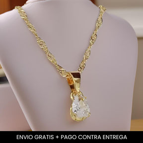 Cadena Elegancia Cristal  en oro laminado con garantia