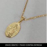 Cadena Virgen de Guadalupe en 3D - oro laminado - close up