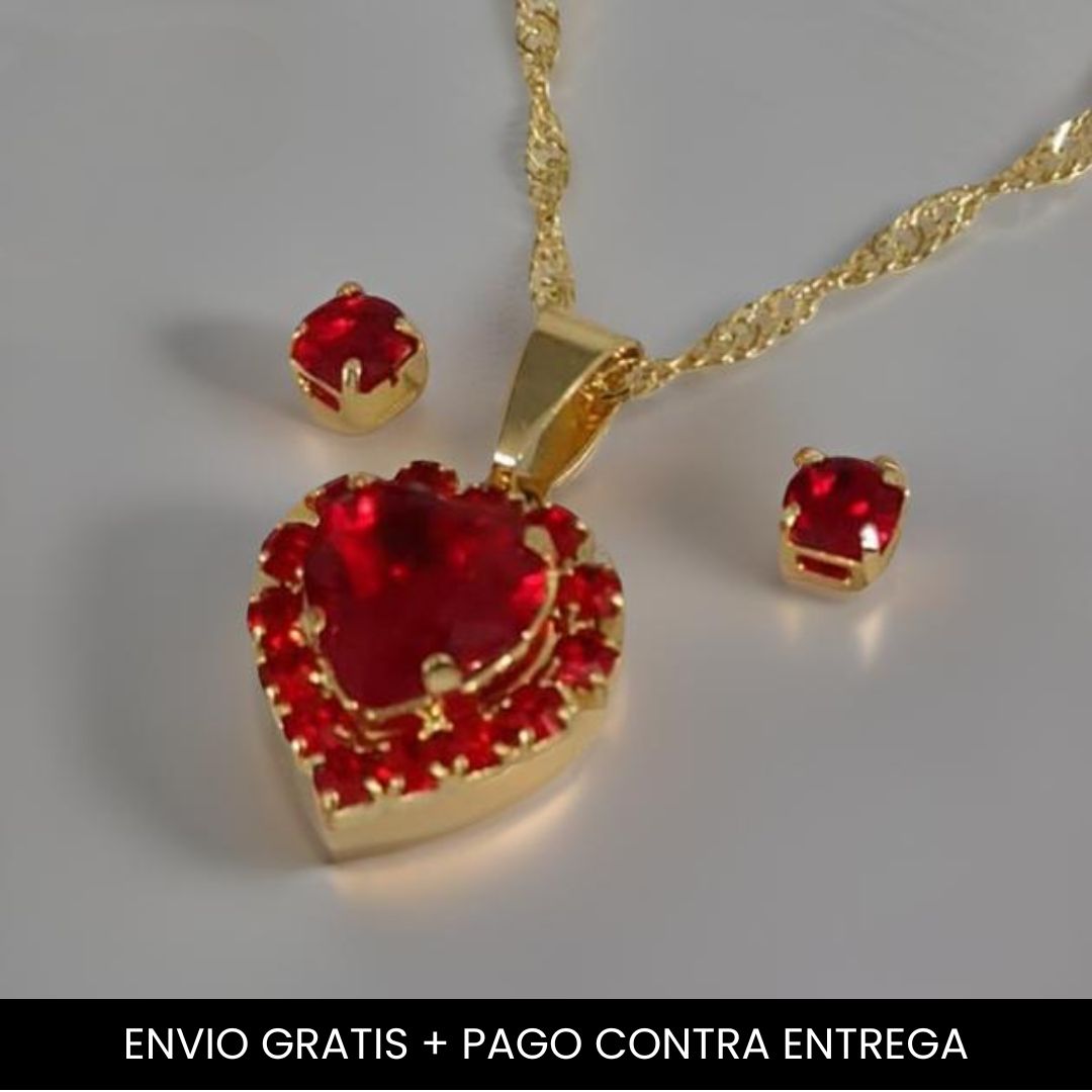 Set Corazon en Piedra Cristal - Envio Gratis + Pago Contra Entrega