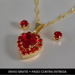 Set Corazon en Piedra Cristal - Envio Gratis + Pago Contra Entrega