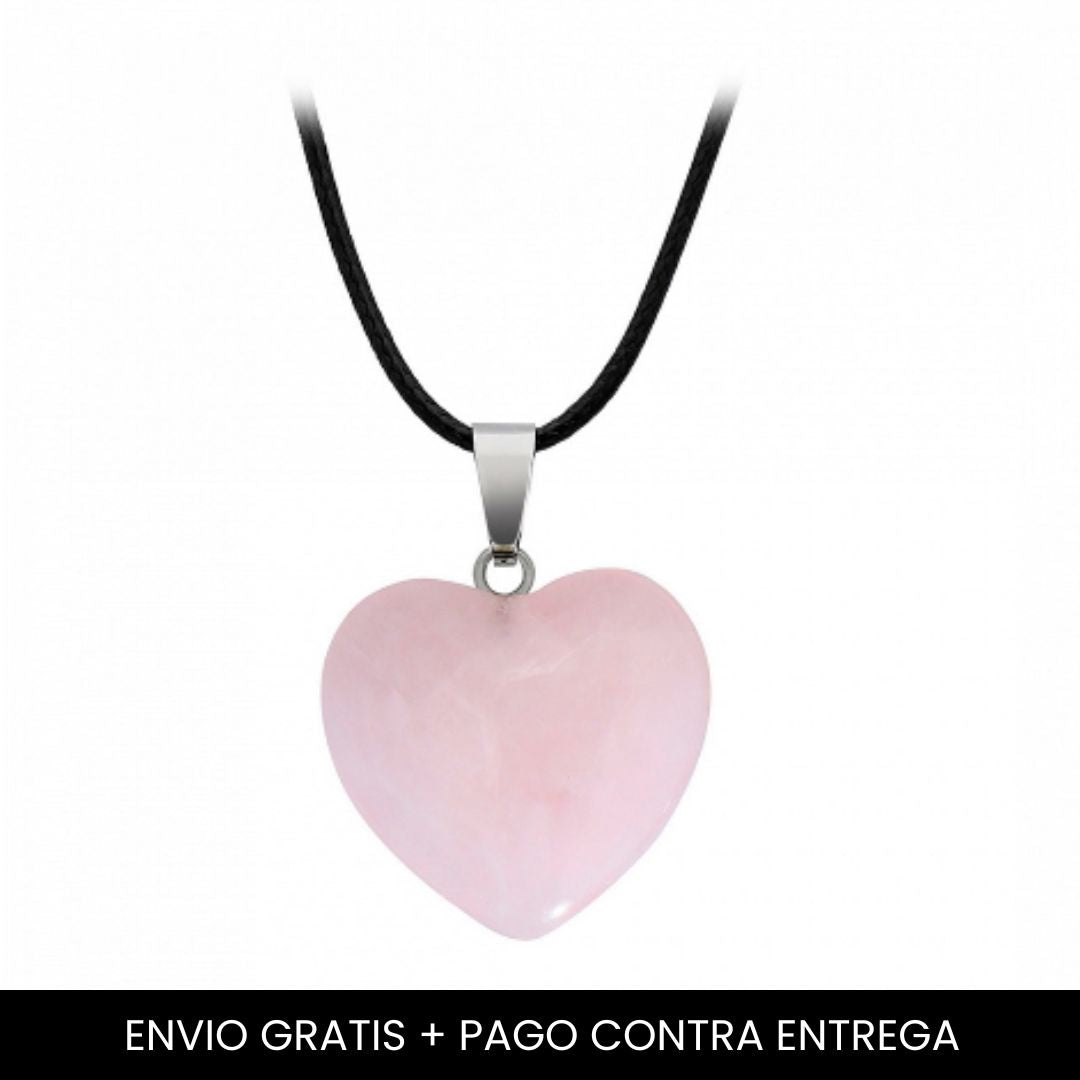 Collar Corazón Cuarzo Rosa - Envio Gratis + Pago Contra Entrega