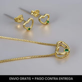 Set Corazón Piedra Verde - Envio Gratis + Pago Contra Entrega