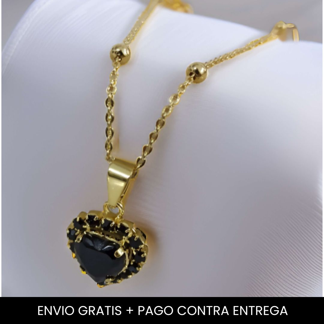 Collar Corazon Negro - Envio Gratis + Pago Contra Entrega