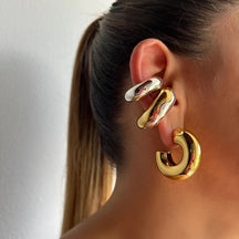 Aretes Clip De Rosca Grueso Sin Perforación Outfit Moda Par