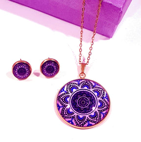 Collar Mandala + Aretes + Estuche
