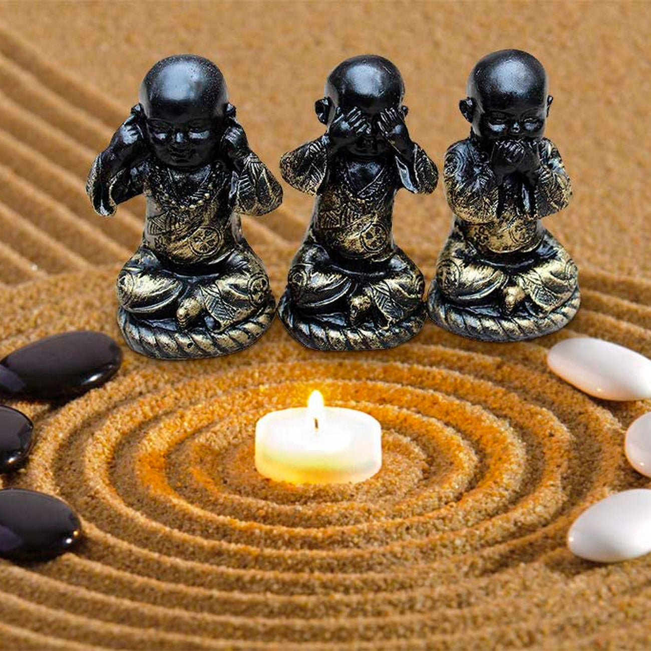Jardín Zen 3 Budas De La Sabiduria Prosperidad Y Protección