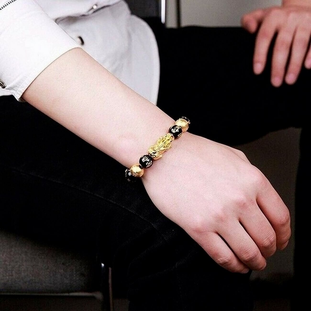Pulsera Obsidiana Feng Shui Pi Xiu Prosperidad + Estuche