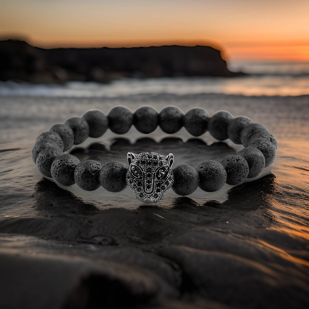 Pulsera Puma Piedra Volcanica + Estuche