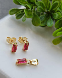 set baguete en oro laminado - multiplas colores - rojo 