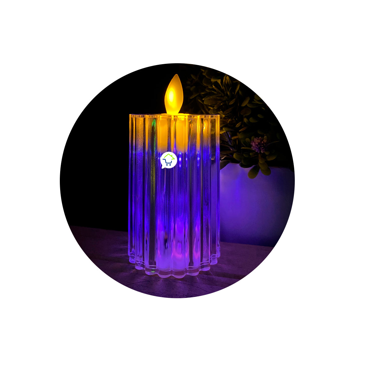 Vela De Movimiento Realista De Luz Cálida Y Base Multicolor